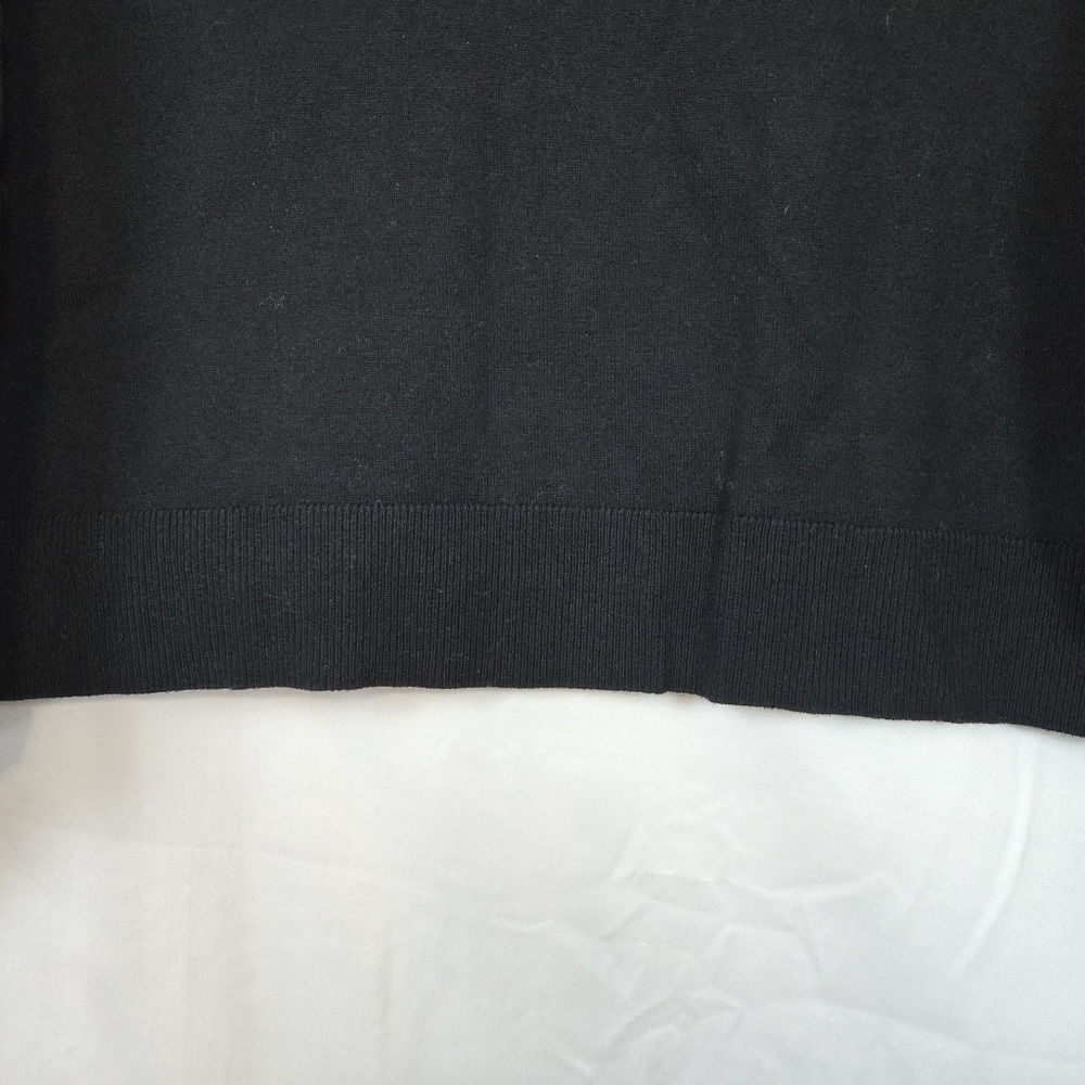 Vince Camuto Womens Black Mock Neck Long Chiffon Swiss Dot Sleeves Sweater Top L - Picture 4 of 10
